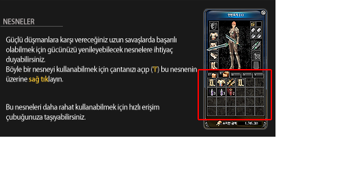 Nesne kullanımı yardım ekranı